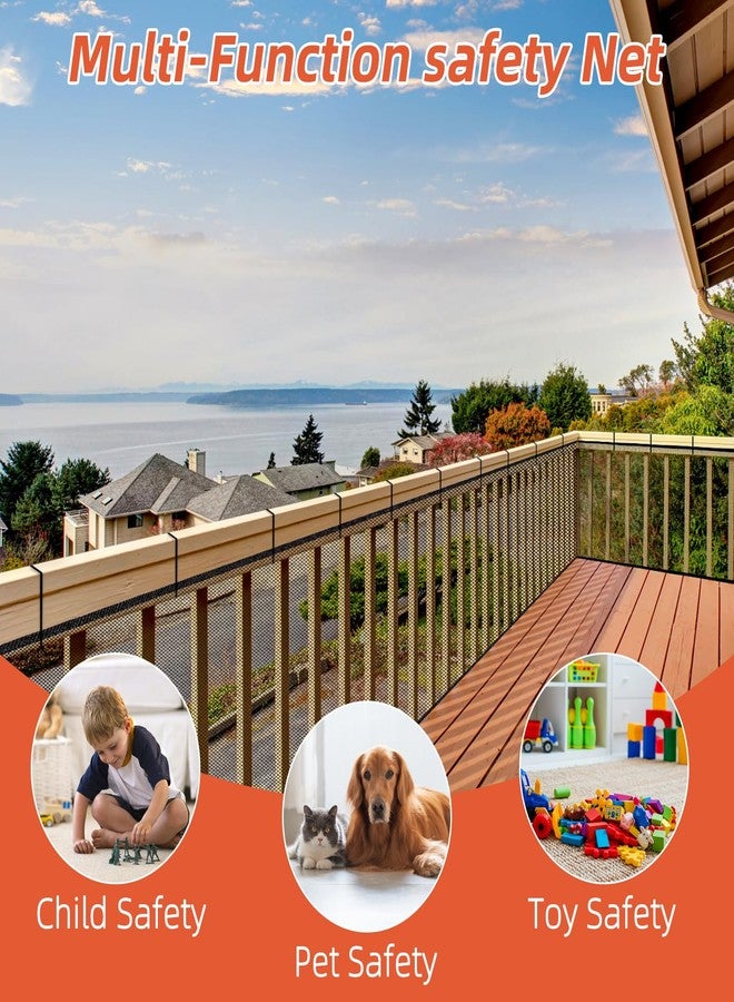 Dovesail Banister Guard 15 ft L x 3 ft H, Deck Safety Net for Baby Proofing, Balcony Mesh Netting, Stairway Deck Rail Mesh Netting for Child Safety, Pet Safety & Toy Safety – Black - Image 4